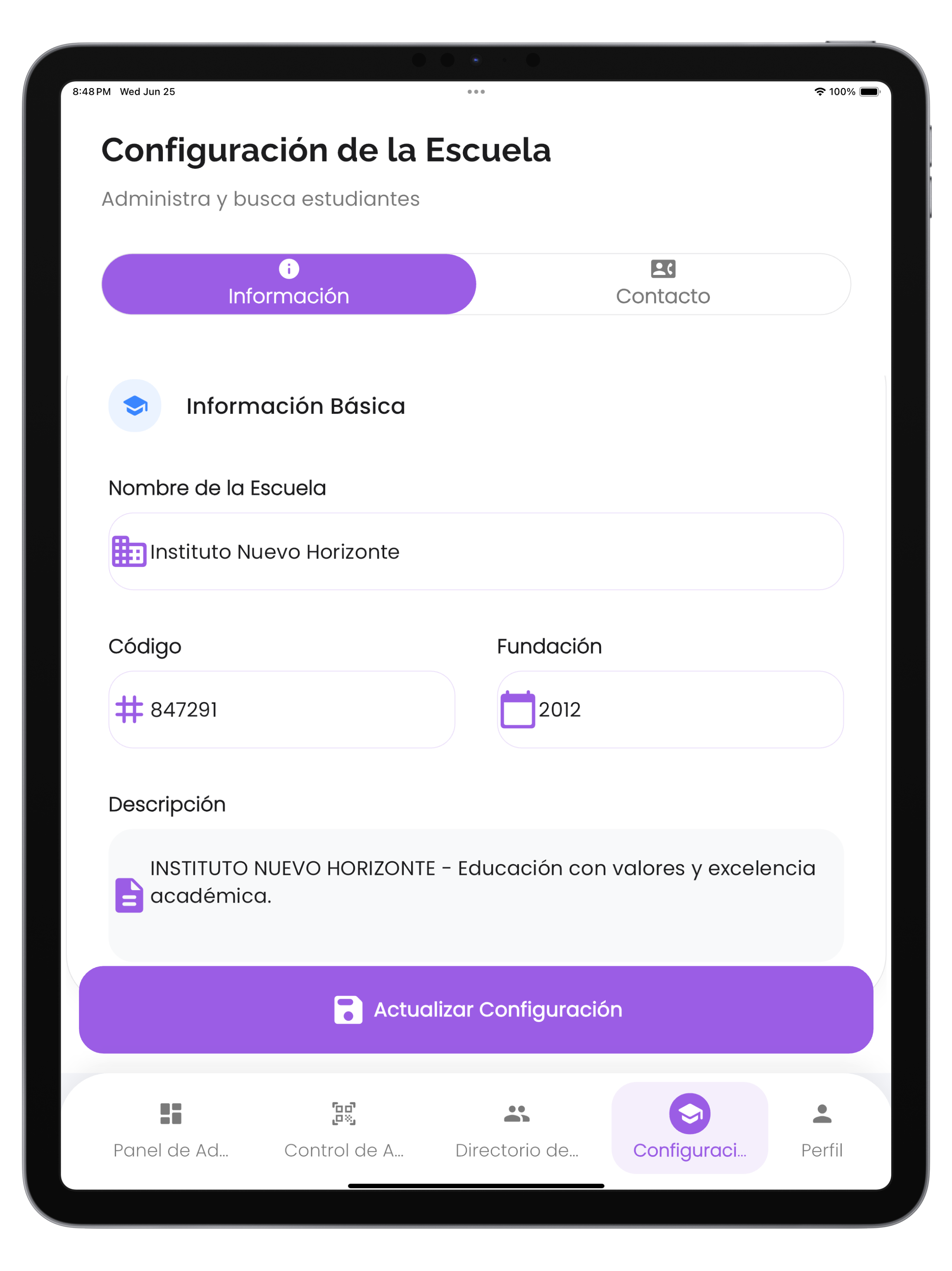 Configuración Escolar